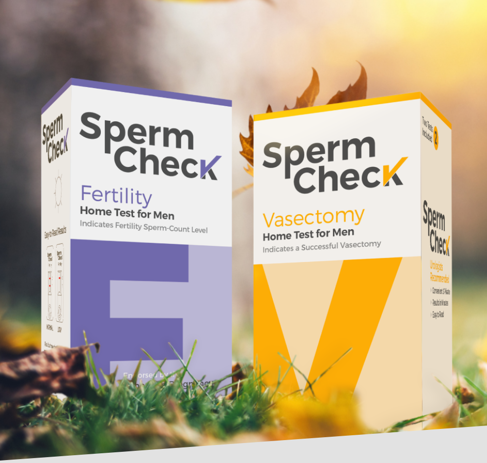 SpermCheck Packages in a pile of leaves