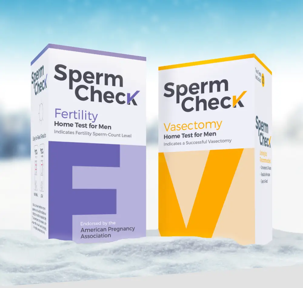 SpermCheck Home Fertility tests in a pile of snow